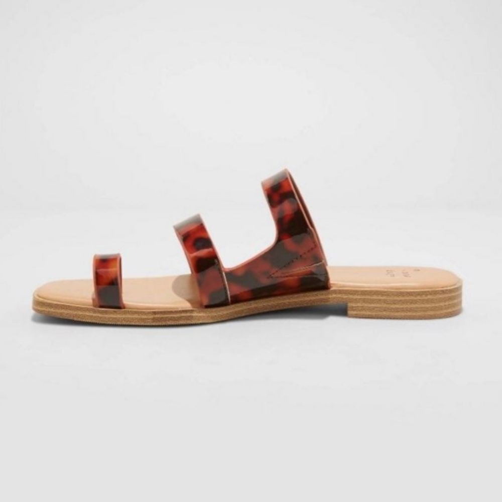 A New Day Women's Marilyn Slide Sandals Tortoise Print Toe Loop Flats Size 7 - Picture 3 of 3
